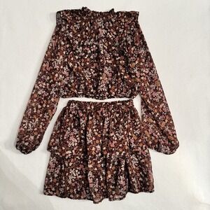Koko + Mason Los Angeles Girls Long Sleeve Blouse Top Ruffle‎ Skirt 2Pc Set L